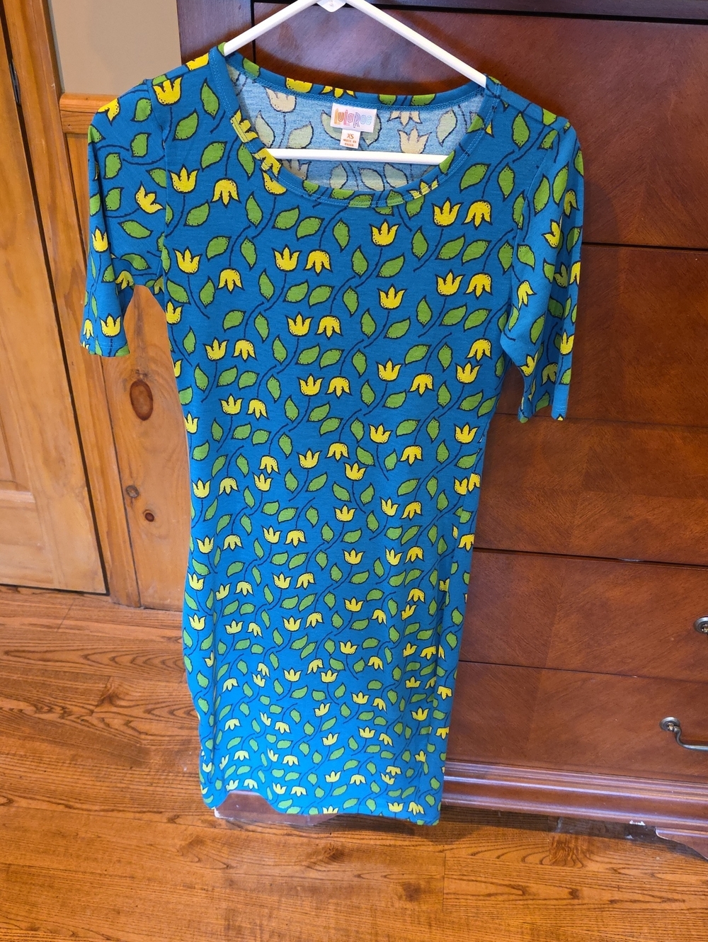 LuLaRoe Bright Blue Floral and Tulip Print Dress